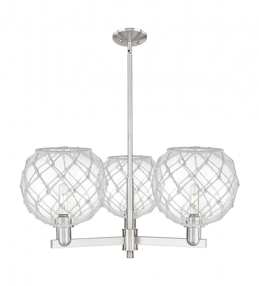 Farmhouse Rope - 3 Light - 32 inch - Satin Nickel - Stem hung - Pendant