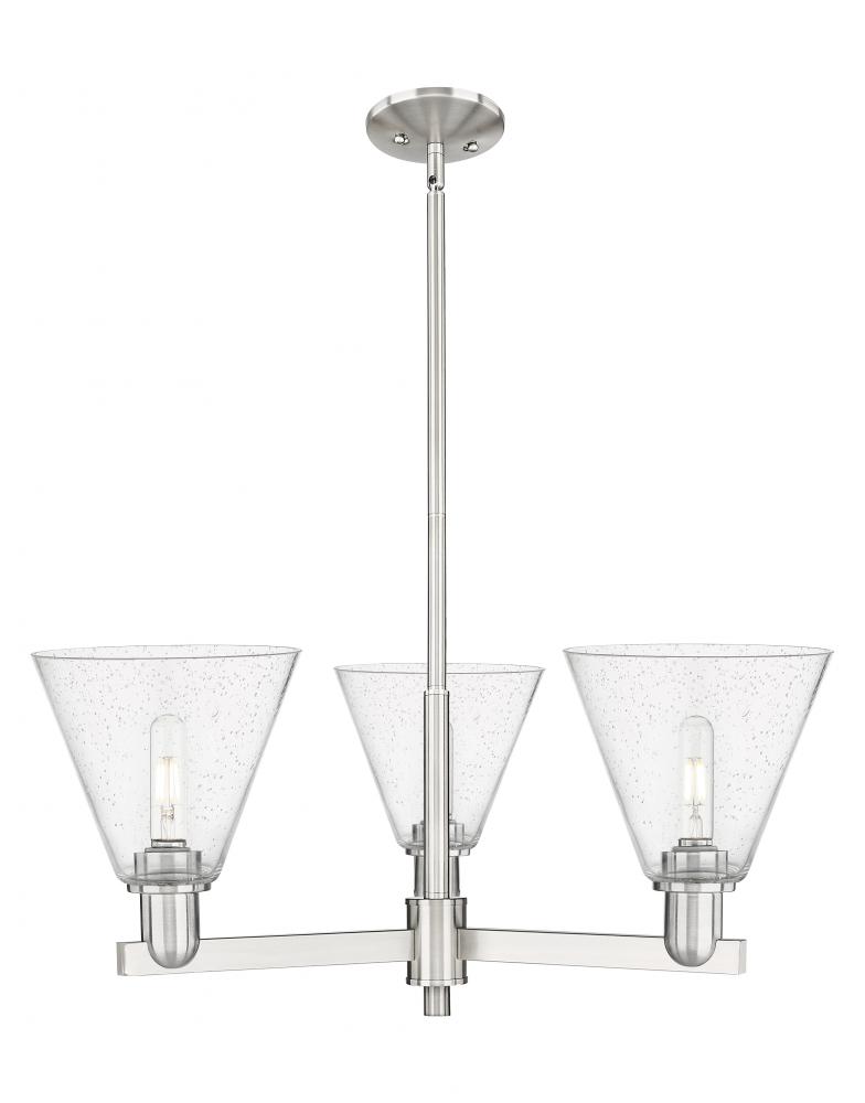 Berkshire Glass - 3 Light - 30 inch - Satin Nickel - Stem hung - Pendant