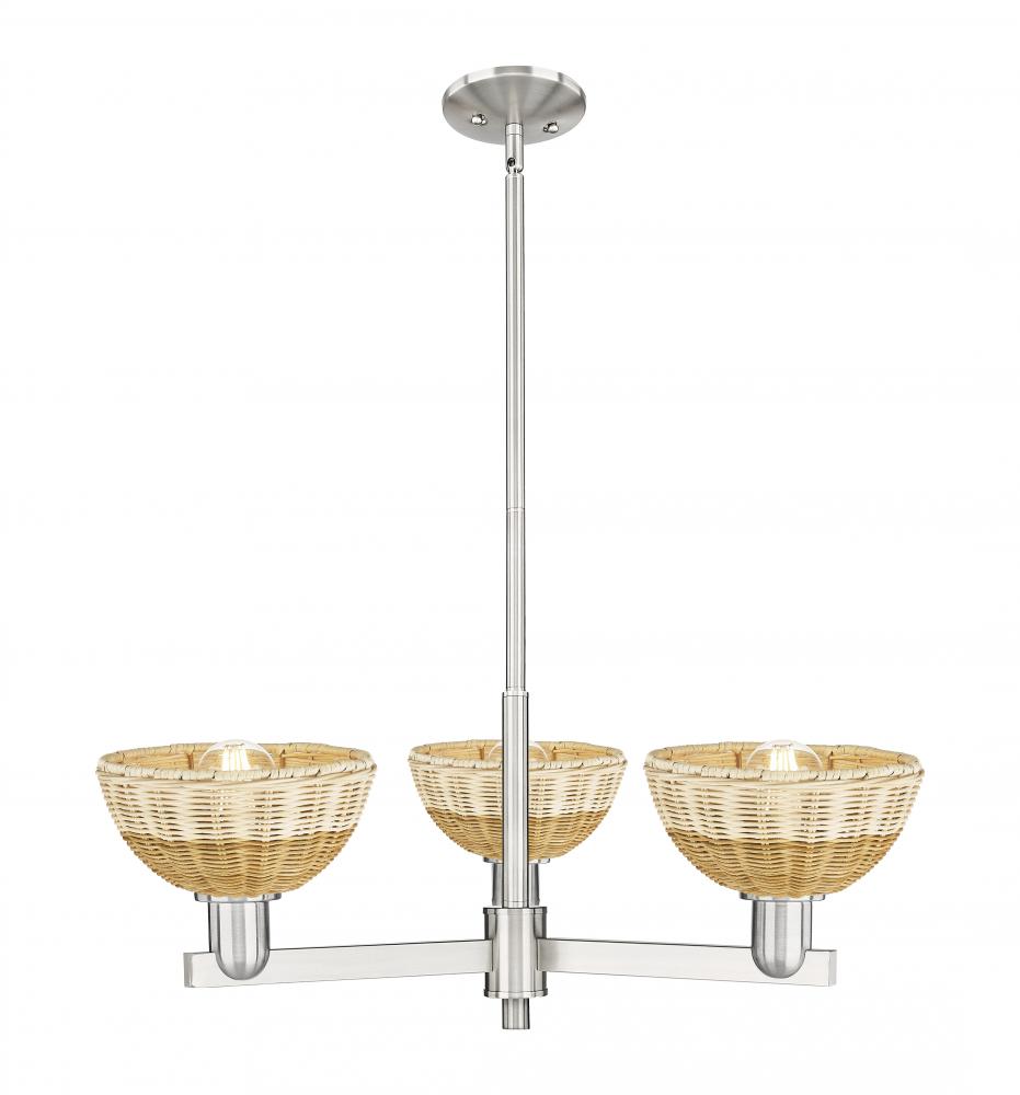 Natural Ballston Dome - 3 Light - 18 inch - Satin Nickel - Pendant