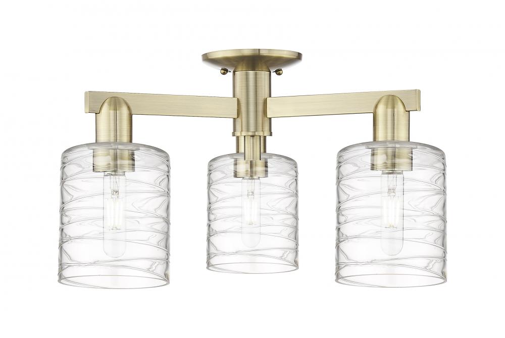 Cobbleskill - 3 Light - 23 inch - Antique Brass - Semi-Flush Mount