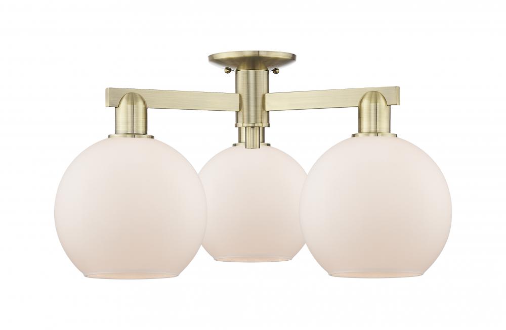 Athens - 3 Light - 26 inch - Antique Brass - Semi-Flush Mount