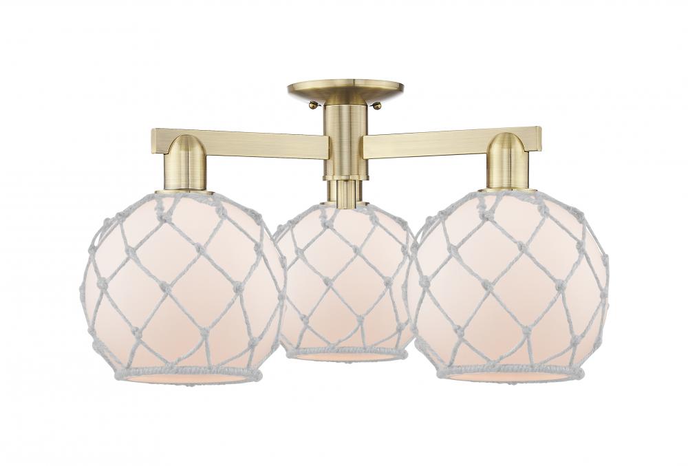 Farmhouse Rope - 3 Light - 26 inch - Antique Brass - Semi-Flush Mount