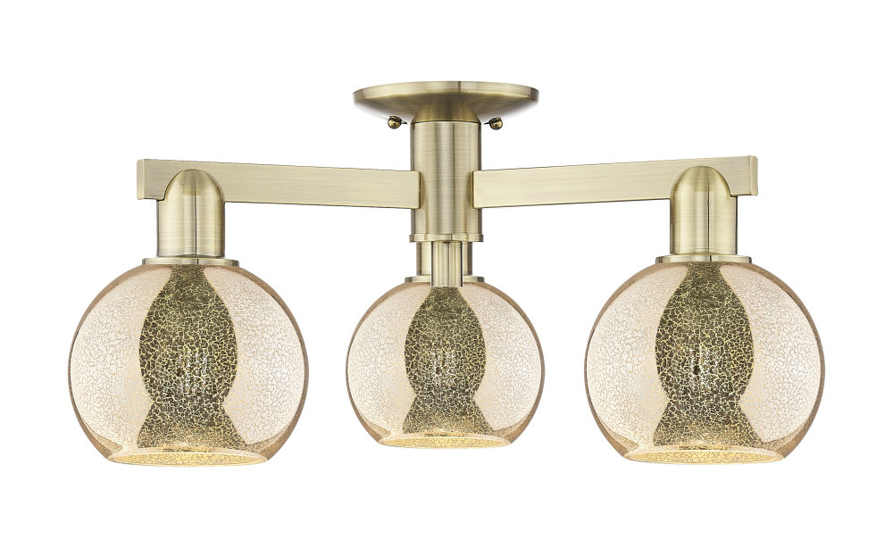 Athens - 3 Light - 23 inch - Antique Brass - Semi-Flush Mount
