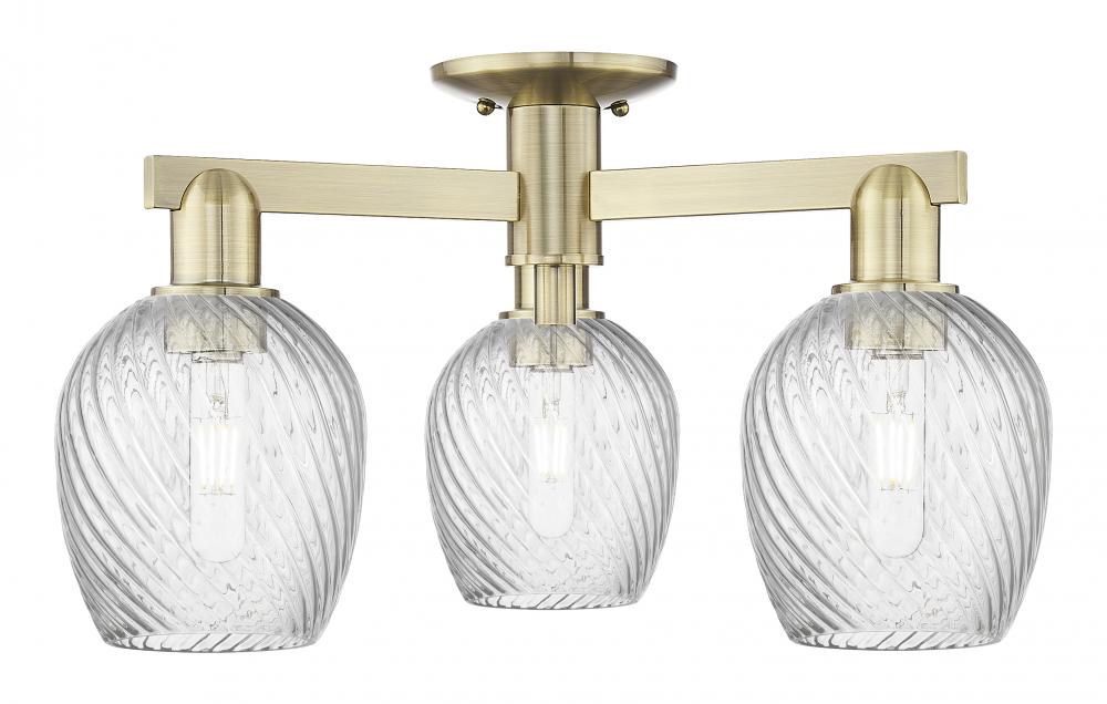 Salina - 3 Light - 23 inch - Antique Brass - Semi-Flush Mount