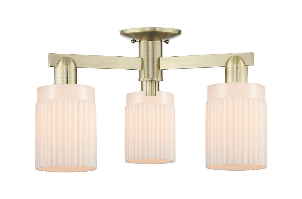 Hadley - 3 Light - 22 inch - Antique Brass - Semi-Flush Mount