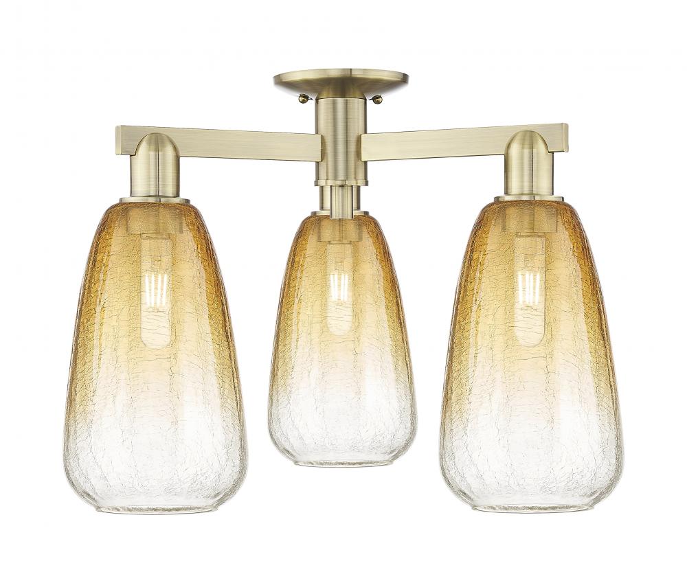Brookhaven Almond - 3 Light - 6 inch - Antique Brass - Semi-Flush Mount