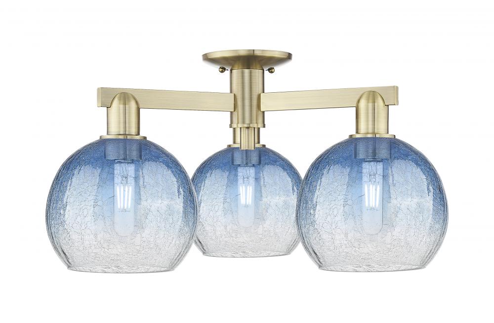 Brookhaven Globe - 3 Light - 6 inch - Antique Brass - Semi-Flush Mount