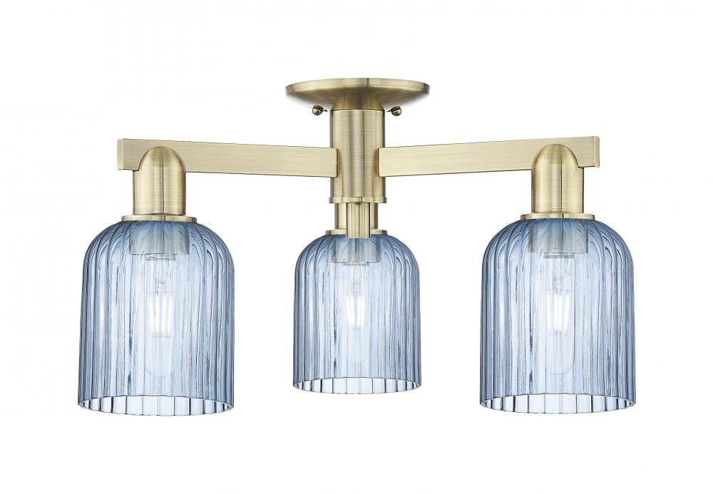 Bridal Veil - 3 Light - 6 inch - Antique Brass - Semi-Flush Mount