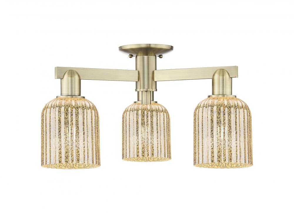 Bridal Veil - 3 Light - 6 inch - Antique Brass - Semi-Flush Mount