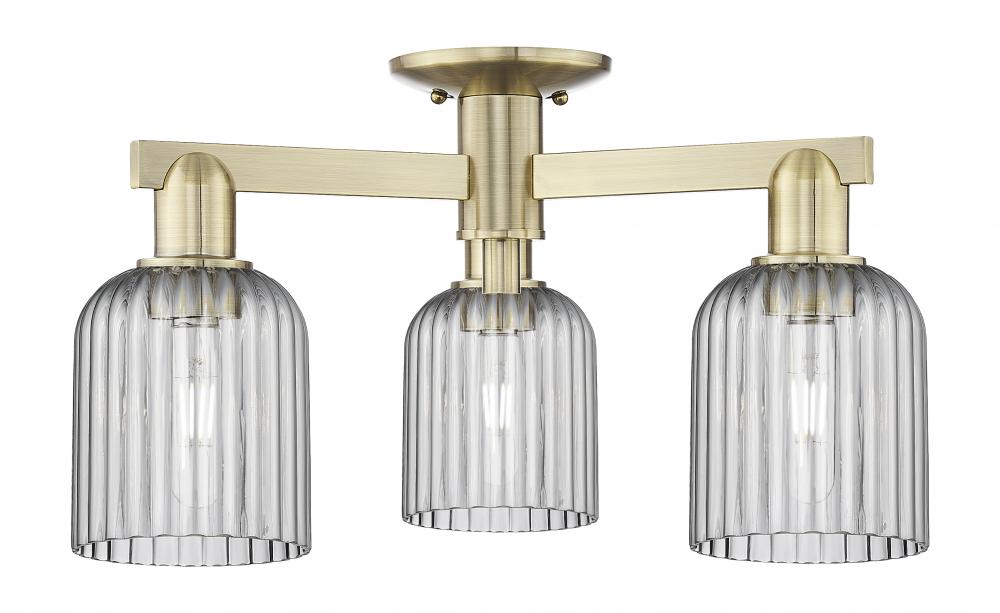 Bridal Veil - 3 Light - 6 inch - Antique Brass - Semi-Flush Mount