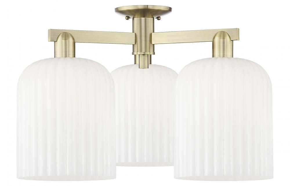 Bridal Veil - 3 Light - 26 inch - Antique Brass - Semi-Flush Mount