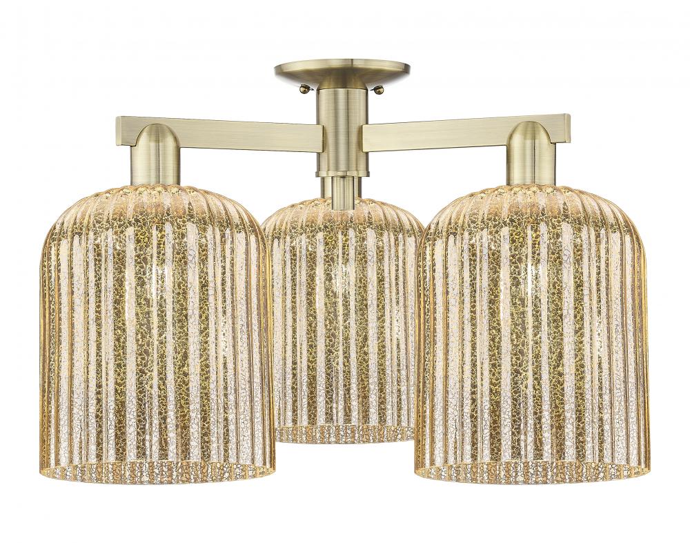 Bridal Veil - 3 Light - 26 inch - Antique Brass - Semi-Flush Mount