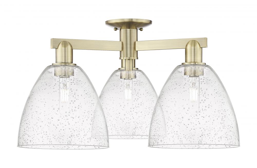 Bristol - 3 Light - 27 inch - Antique Brass - Semi-Flush Mount