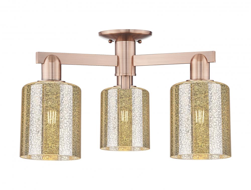 Cobbleskill - 3 Light - 23 inch - Antique Copper - Semi-Flush Mount