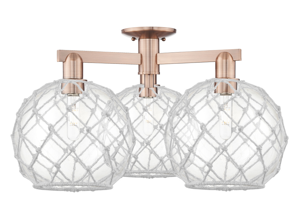 Farmhouse Rope - 3 Light - 28 inch - Antique Copper - Semi-Flush Mount