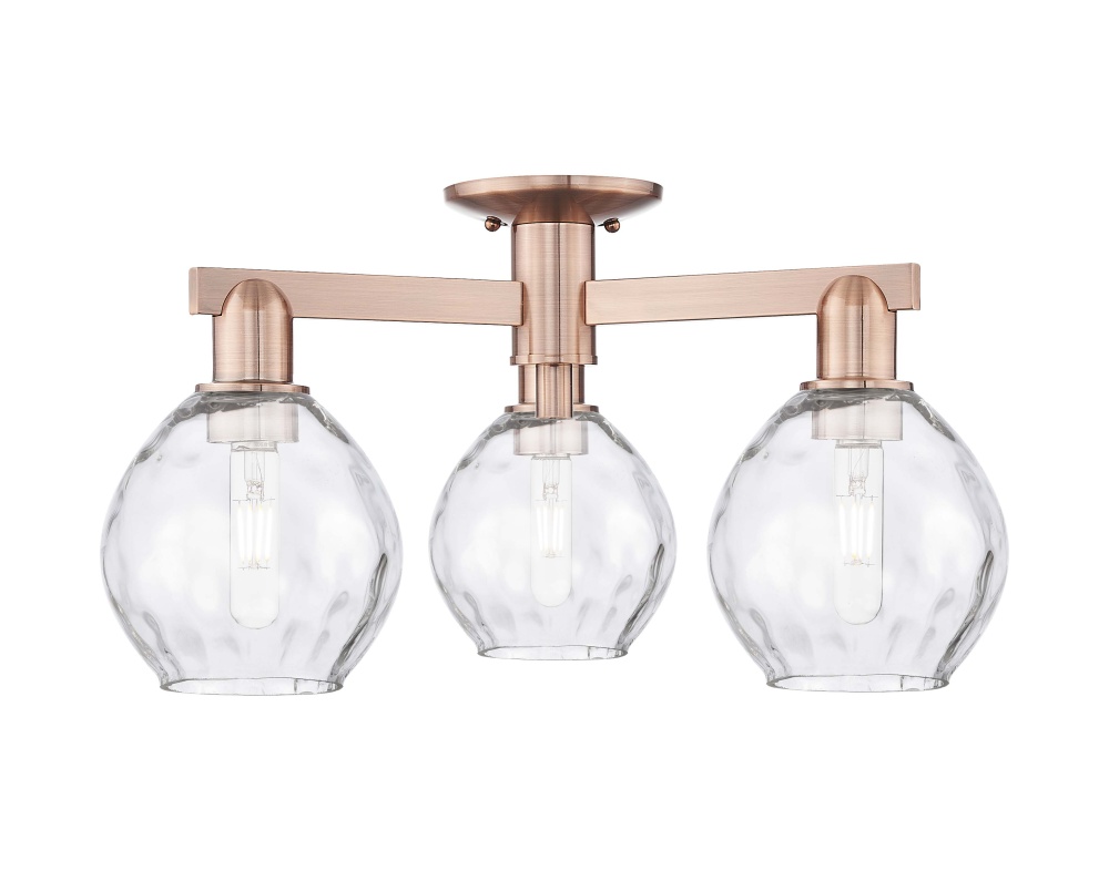 Waverly - 3 Light - 24 inch - Antique Copper - Semi-Flush Mount