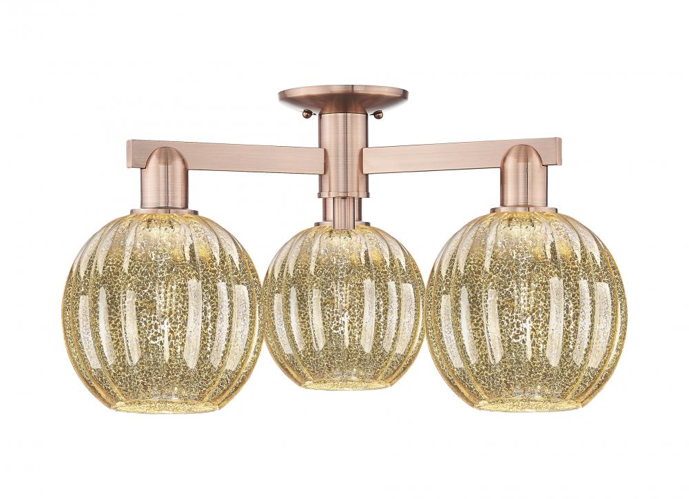 Preston Globe - 3 Light - 6 inch - Antique Copper - Semi-Flush Mount