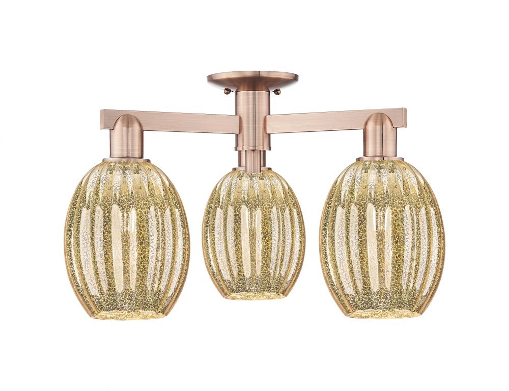 Preston Bulb - 3 Light - 6 inch - Antique Copper - Semi-Flush Mount