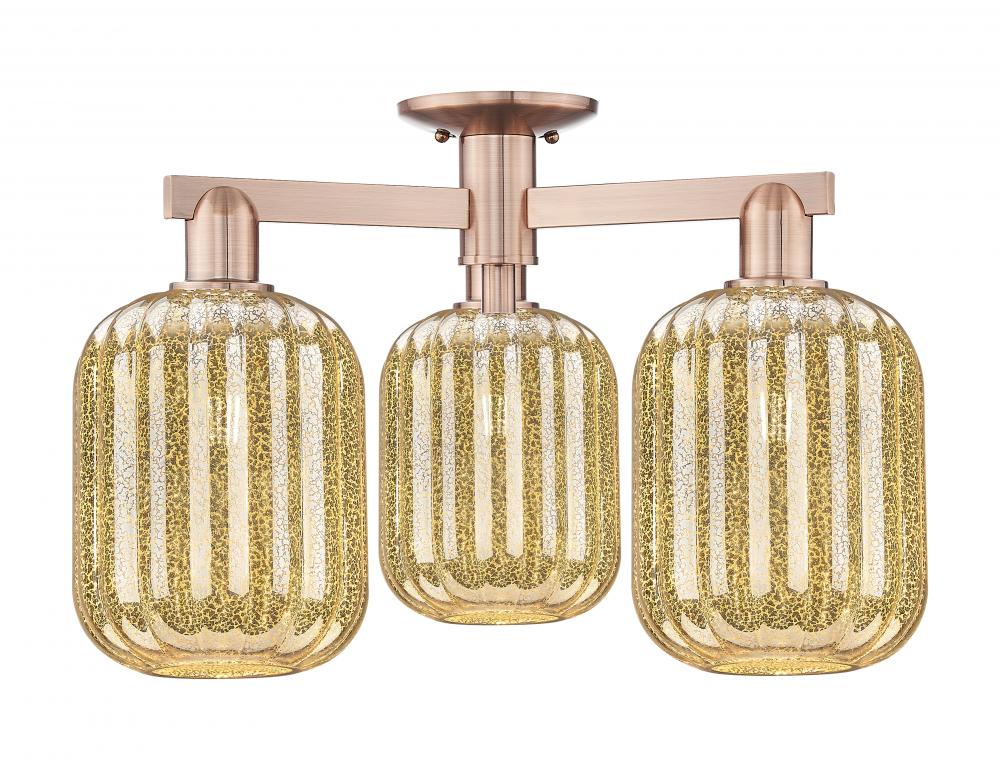 Preston Cylinder - 3 Light - 6 inch - Antique Copper - Semi-Flush Mount