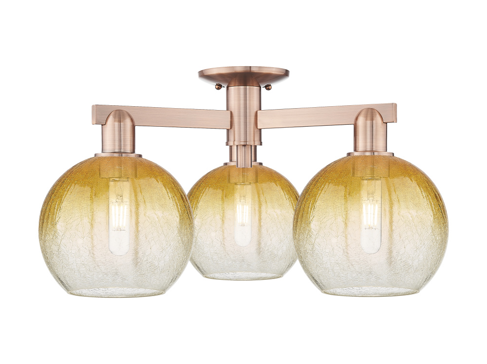 Brookhaven Globe - 3 Light - 6 inch - Antique Copper - Semi-Flush Mount