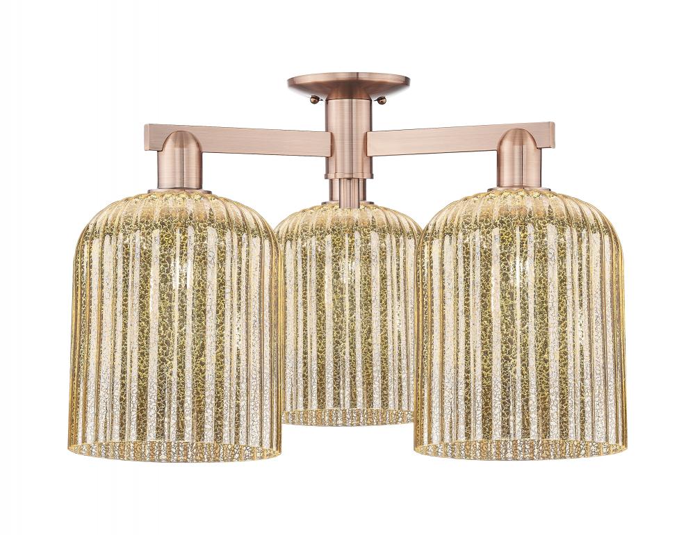 Bridal Veil - 3 Light - 26 inch - Antique Copper - Semi-Flush Mount