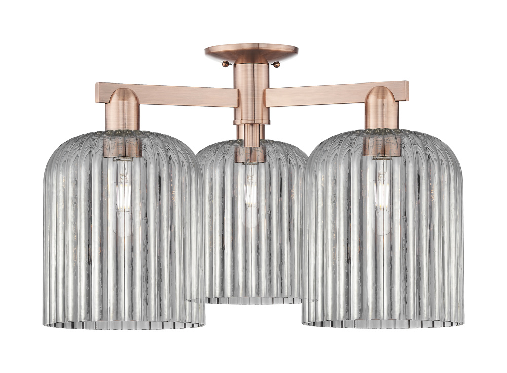 Bridal Veil - 3 Light - 26 inch - Antique Copper - Semi-Flush Mount