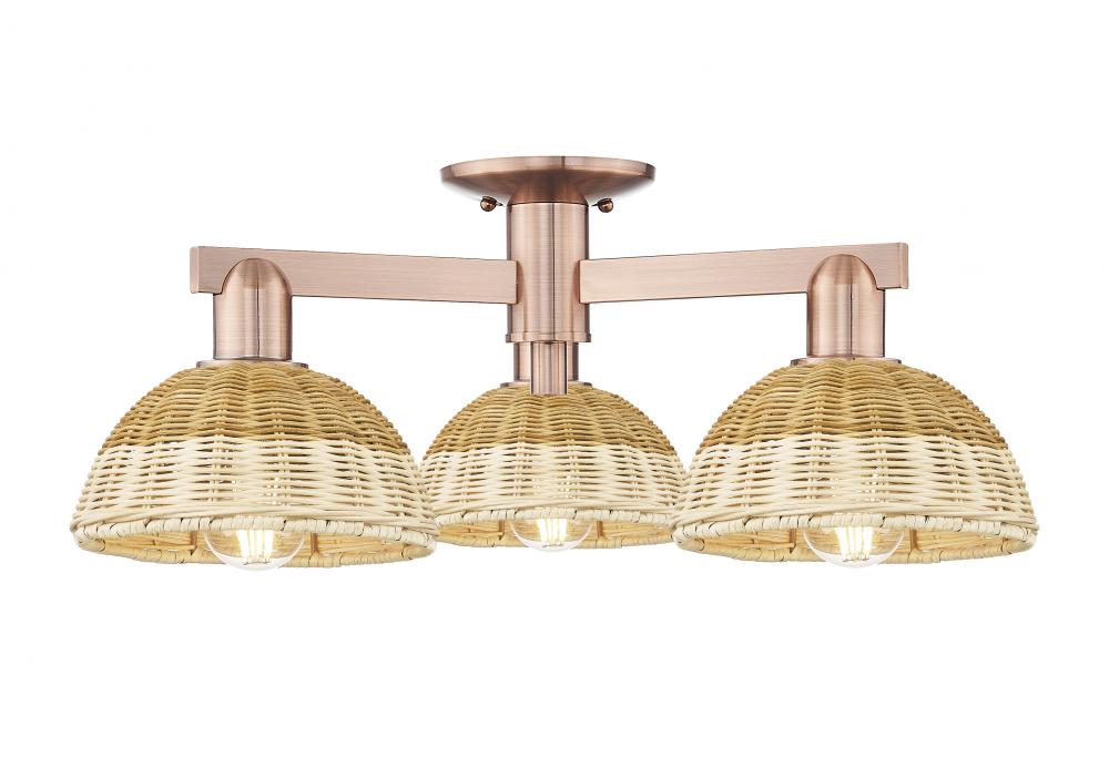 Natural Ballston Dome - 3 Light - 6 inch - Antique Copper - Semi-Flush Mount