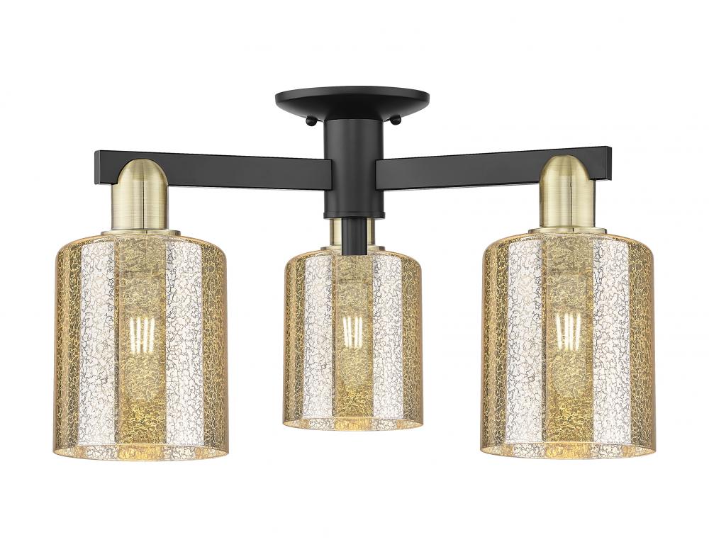 Cobbleskill - 3 Light - 23 inch - Black Antique Brass - Semi-Flush Mount