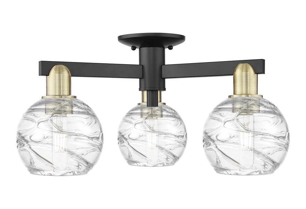 Athens Deco Swirl - 3 Light - 6 inch - Black Antique Brass - Semi-Flush Mount