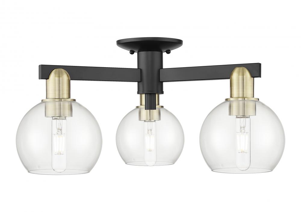 Athens - 3 Light - 23 inch - Black Antique Brass - Semi-Flush Mount