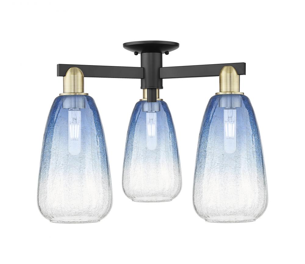 Brookhaven Almond - 3 Light - 6 inch - Black Antique Brass - Semi-Flush Mount