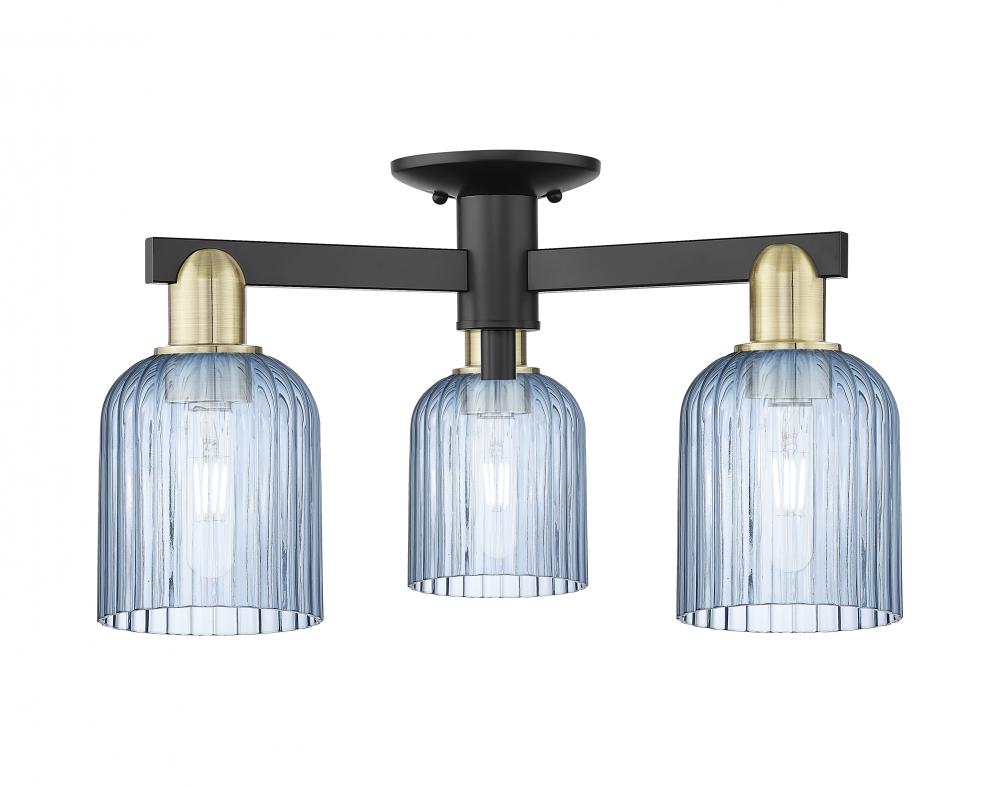 Bridal Veil - 3 Light - 6 inch - Black Antique Brass - Semi-Flush Mount