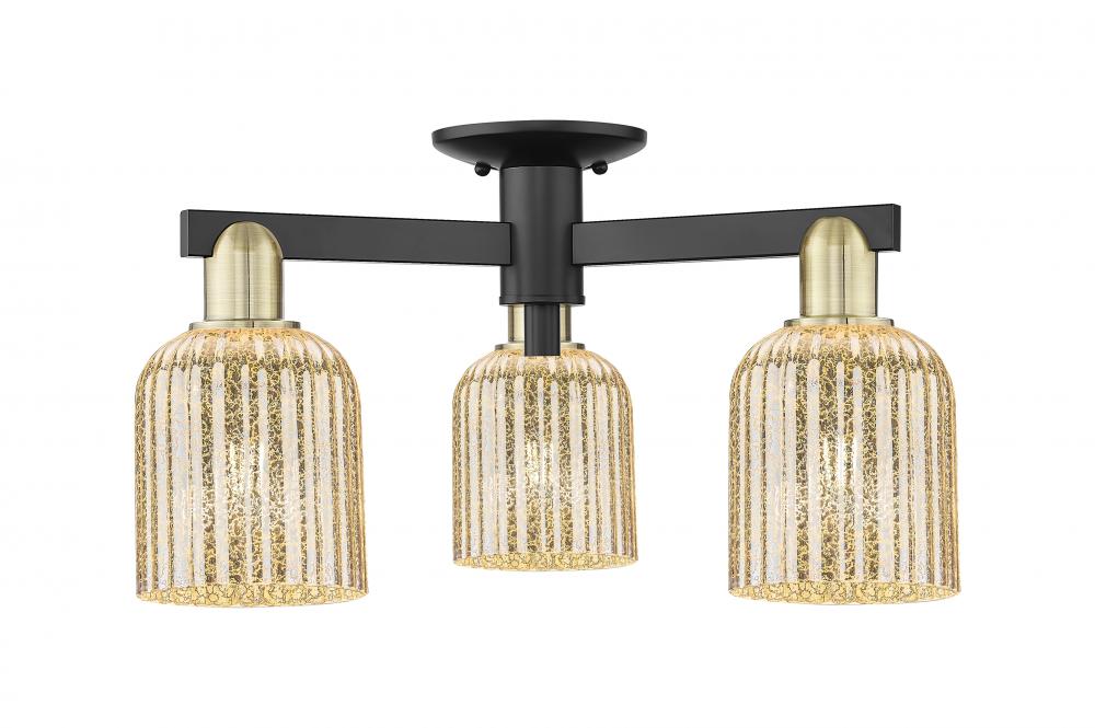 Bridal Veil - 3 Light - 6 inch - Black Antique Brass - Semi-Flush Mount