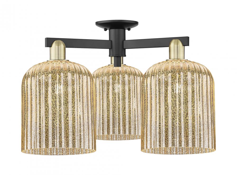 Bridal Veil - 3 Light - 26 inch - Black Antique Brass - Semi-Flush Mount