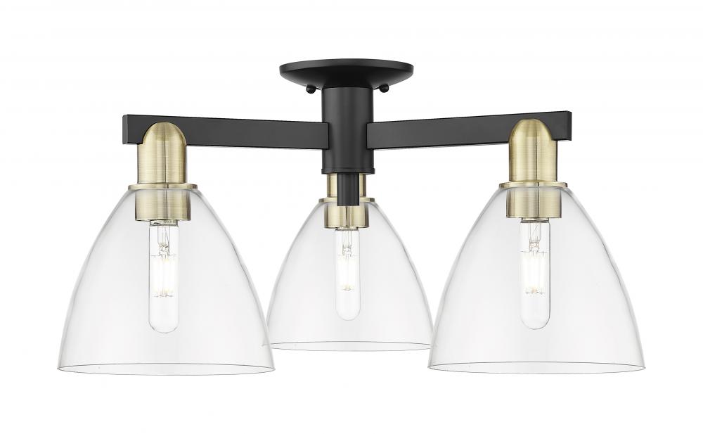 Bristol - 3 Light - 25 inch - Black Antique Brass - Semi-Flush Mount
