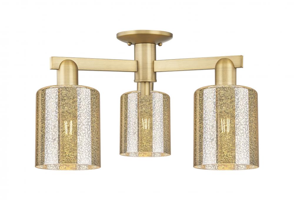 Cobbleskill - 3 Light - 23 inch - Brushed Brass - Semi-Flush Mount