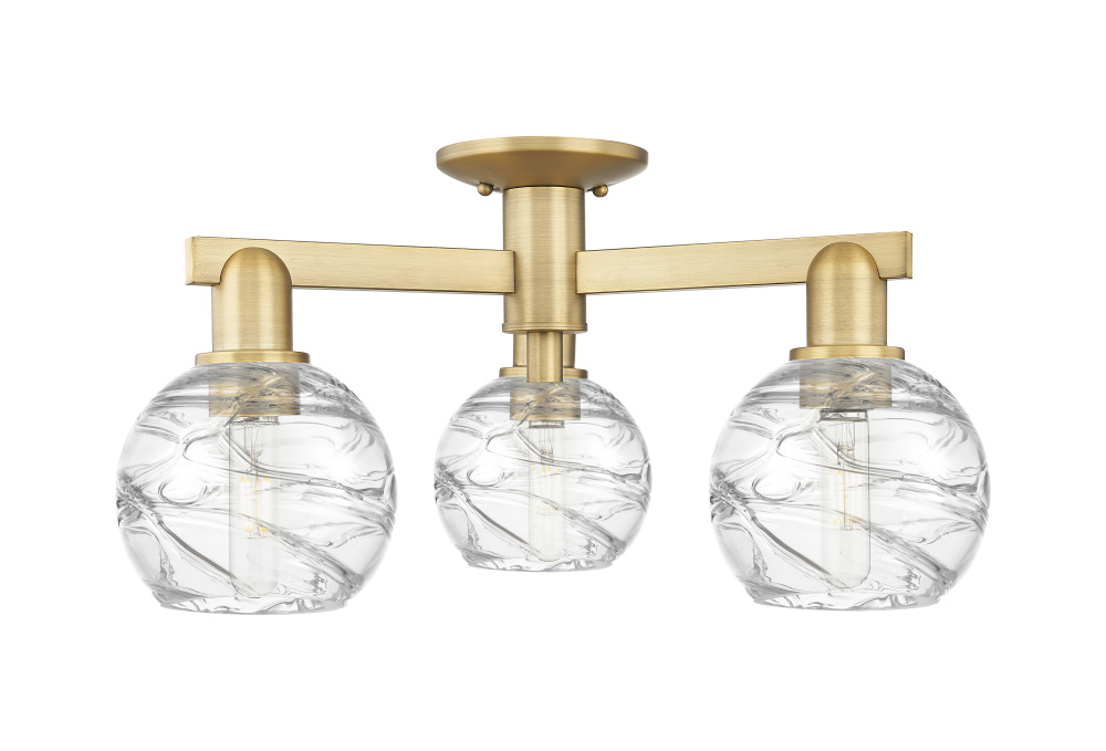Athens Deco Swirl - 3 Light - 6 inch - Brushed Brass - Semi-Flush Mount