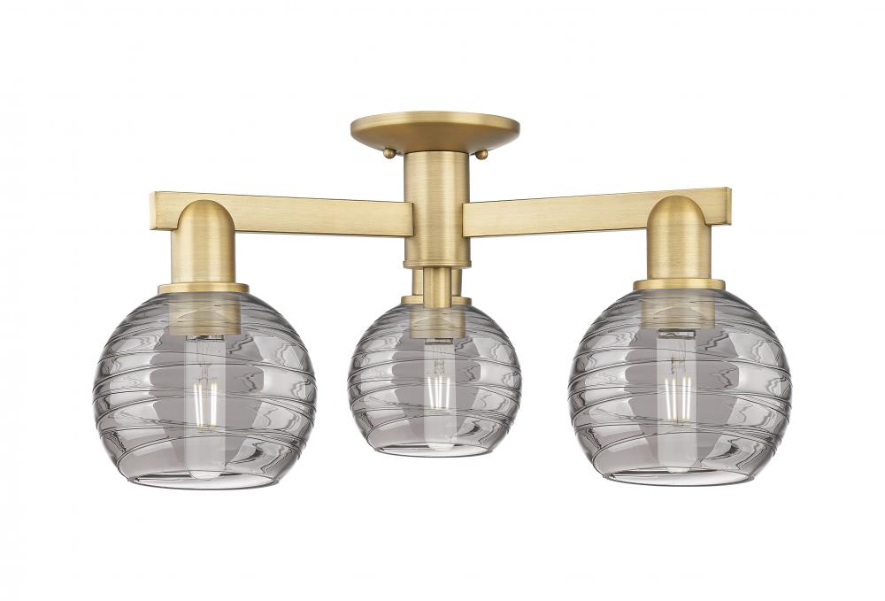 Athens Deco Swirl - 3 Light - 6 inch - Brushed Brass - Semi-Flush Mount