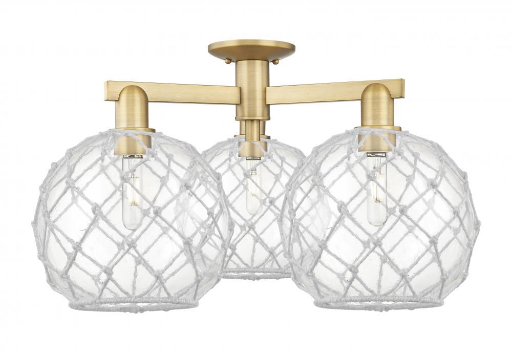 Farmhouse Rope - 3 Light - 28 inch - Brushed Brass - Semi-Flush Mount