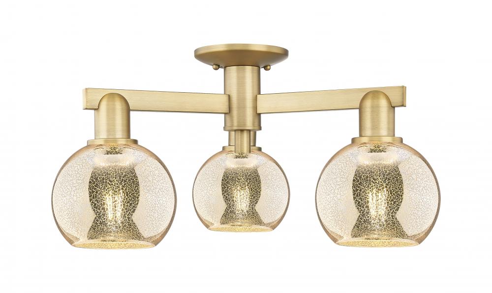 Athens - 3 Light - 23 inch - Brushed Brass - Semi-Flush Mount