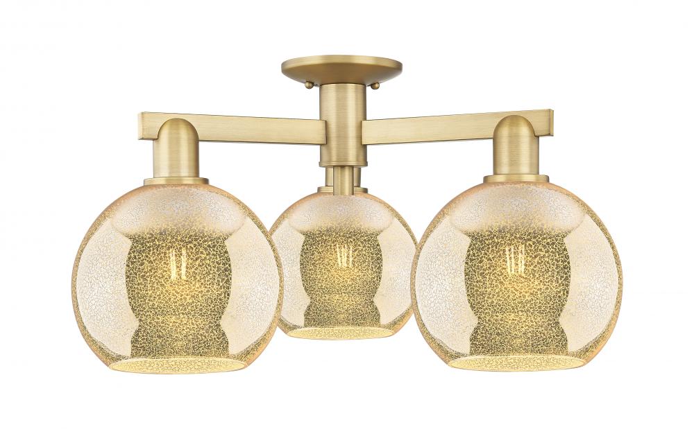 Athens - 3 Light - 26 inch - Brushed Brass - Semi-Flush Mount