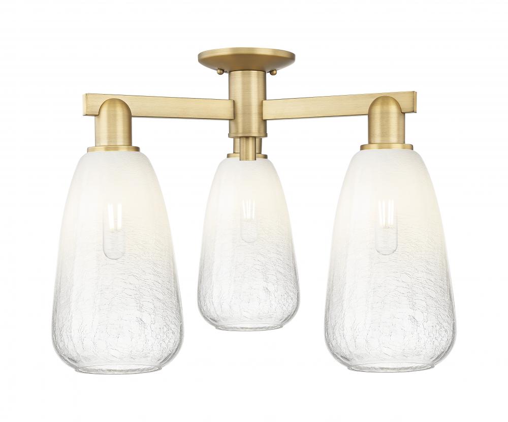 Brookhaven Almond - 3 Light - 6 inch - Brushed Brass - Semi-Flush Mount