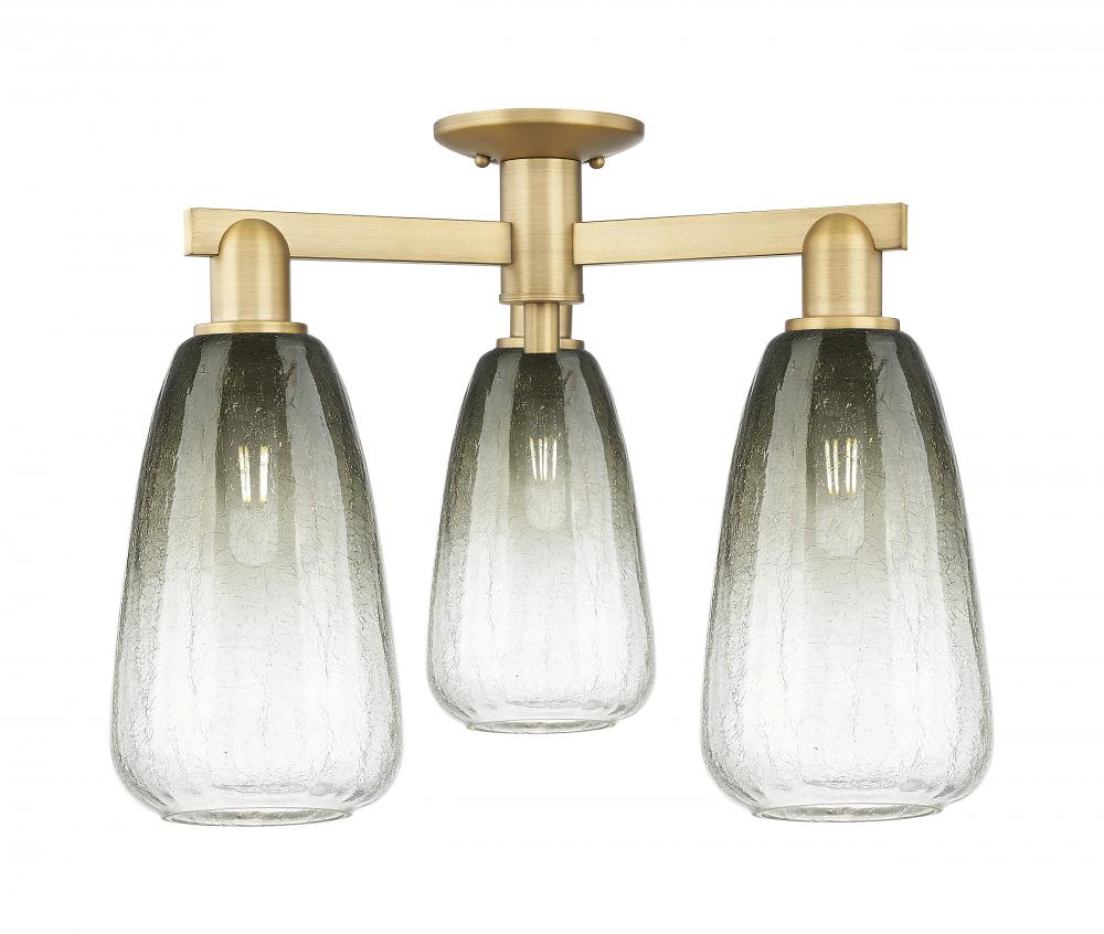 Brookhaven Almond - 3 Light - 6 inch - Brushed Brass - Semi-Flush Mount