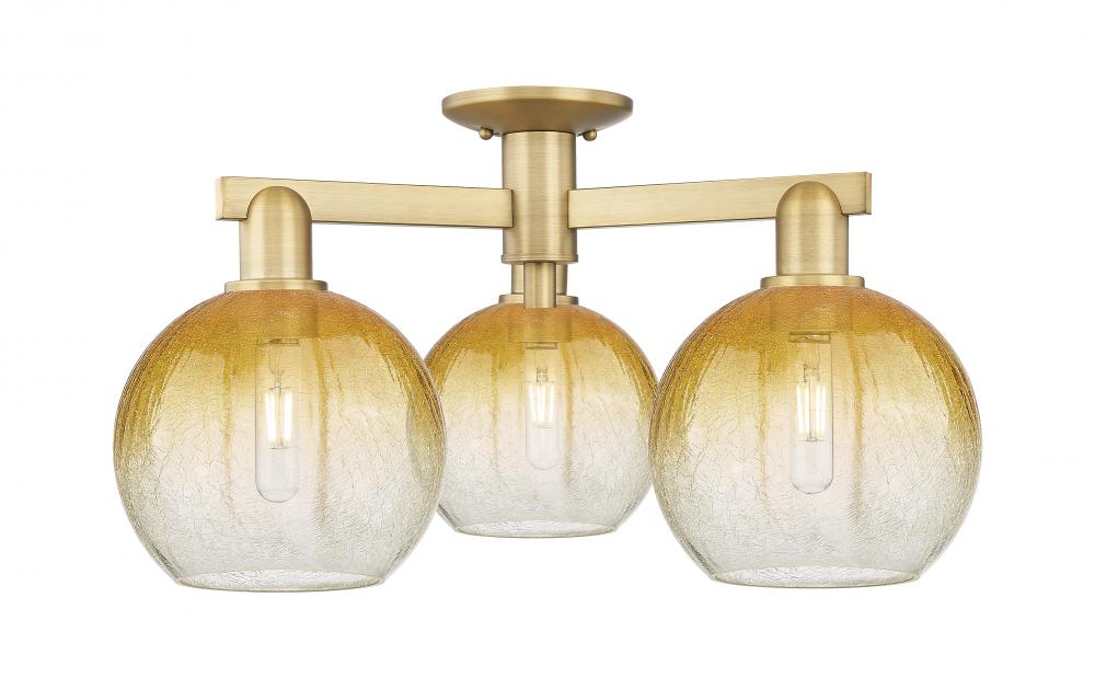 Brookhaven Globe - 3 Light - 6 inch - Brushed Brass - Semi-Flush Mount