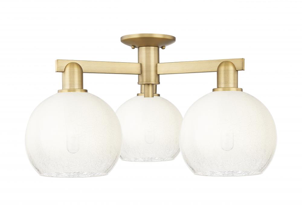 Brookhaven Globe - 3 Light - 6 inch - Brushed Brass - Semi-Flush Mount