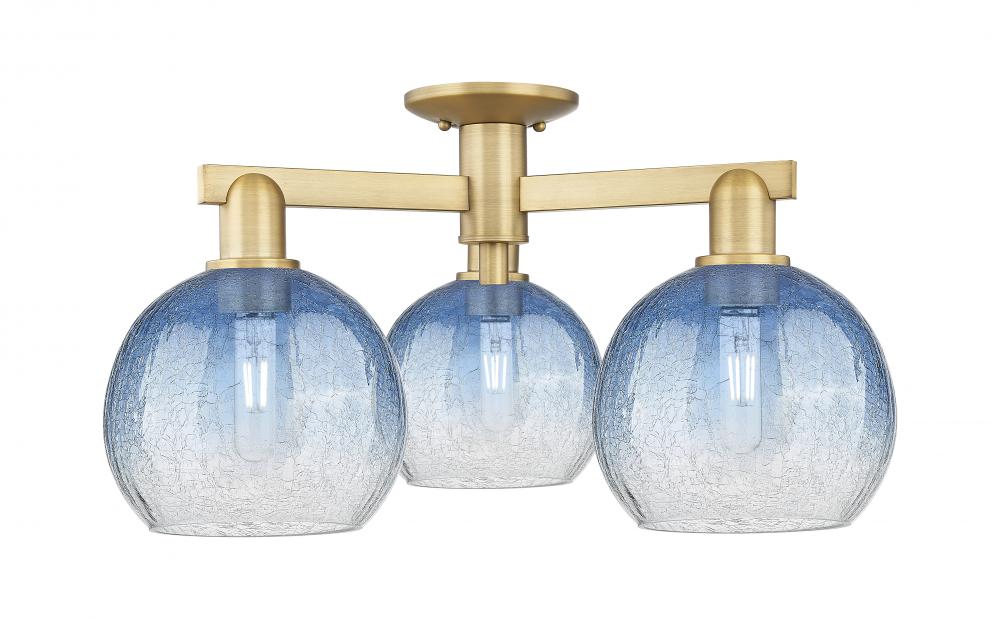 Brookhaven Globe - 3 Light - 6 inch - Brushed Brass - Semi-Flush Mount