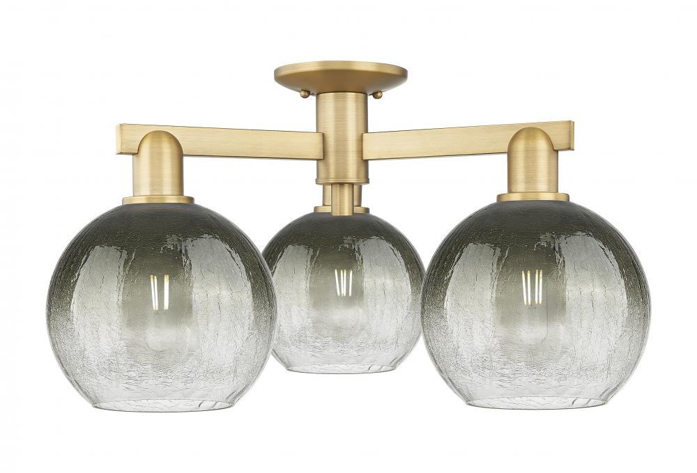 Brookhaven Globe - 3 Light - 6 inch - Brushed Brass - Semi-Flush Mount