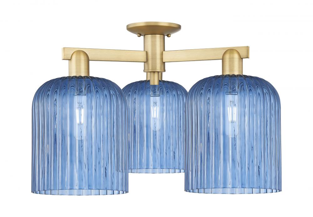 Bridal Veil - 3 Light - 26 inch - Brushed Brass - Semi-Flush Mount