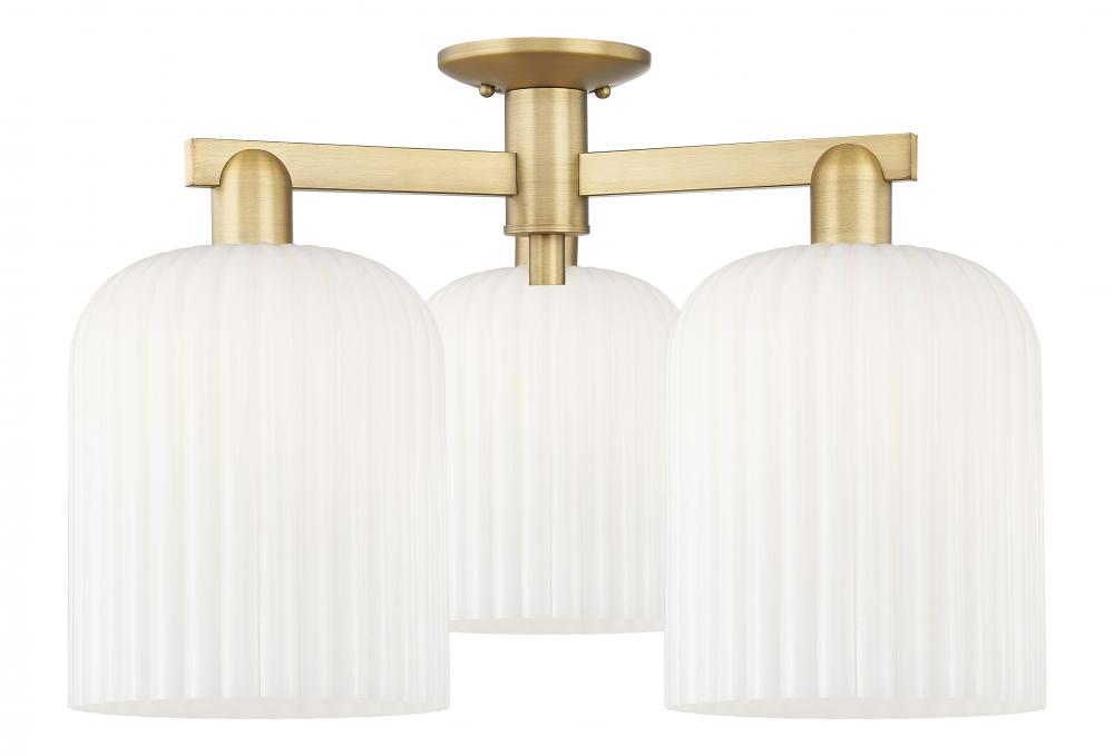 Bridal Veil - 3 Light - 26 inch - Brushed Brass - Semi-Flush Mount