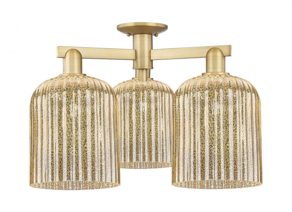 Bridal Veil - 3 Light - 26 inch - Brushed Brass - Semi-Flush Mount